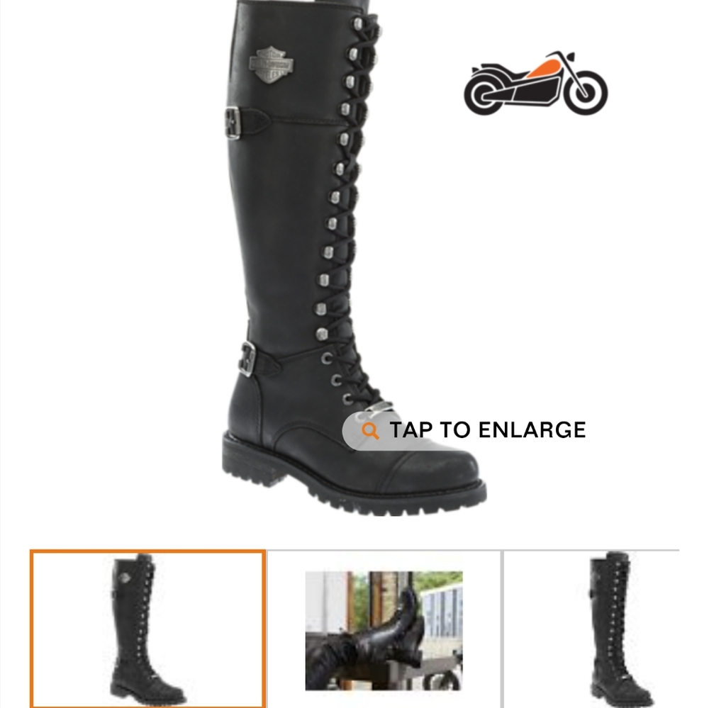 Harley Davidson Beechwood Black Lace up Boots